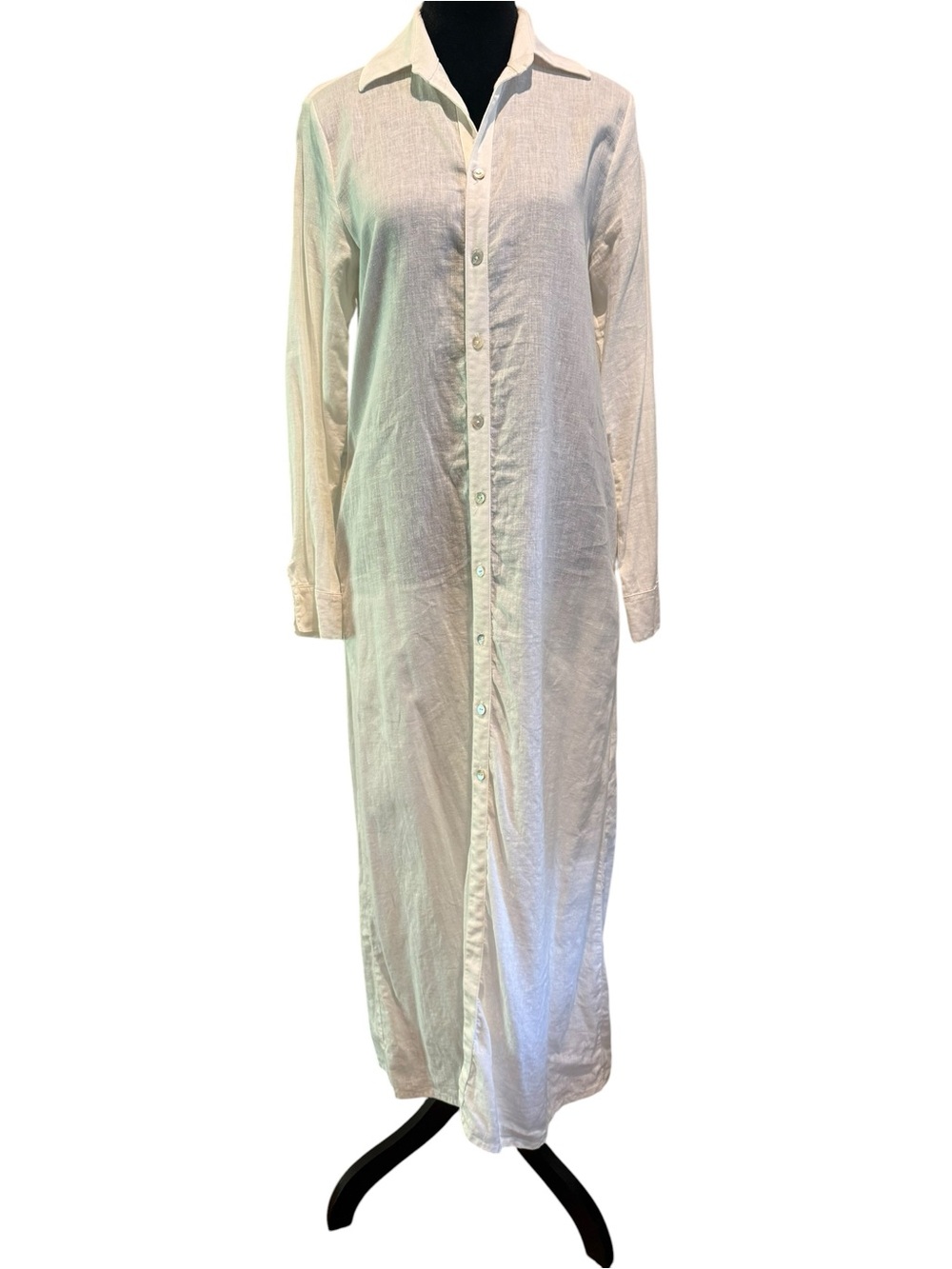PQ Swim White Linen Button-Front Long Tunic